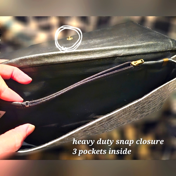 Slick Vintage Faux Croc Clutch/Shoulder Bag - Picture 8 of 10